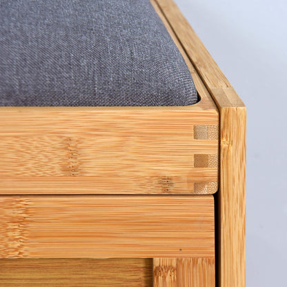 Entryway Bamboo Bench Living Room Storage Shoe Rack with Foldable Shelf