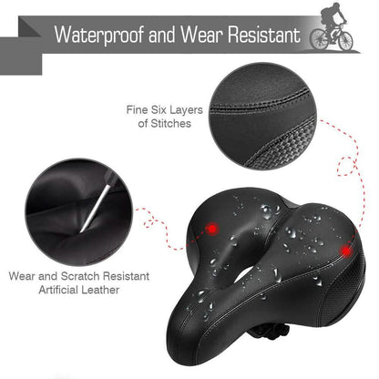 Extra Wide Big Bum Bike Seat Soft & Comfort Padded MTB Road Bicycle Gel Saddle Cushion