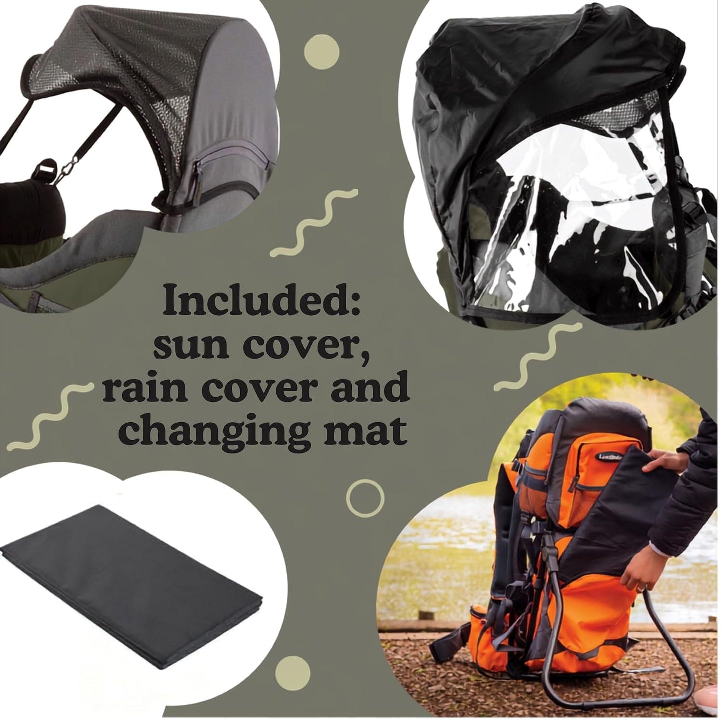 Hiking Baby Carrier Backpack - Toddler & Child Carrier | Includes Diaper Change Pad, Insulated Pocket, and Sun & Rain Hood to Keep Your Child Comfortable on the Trail. up to 40 Lbs.