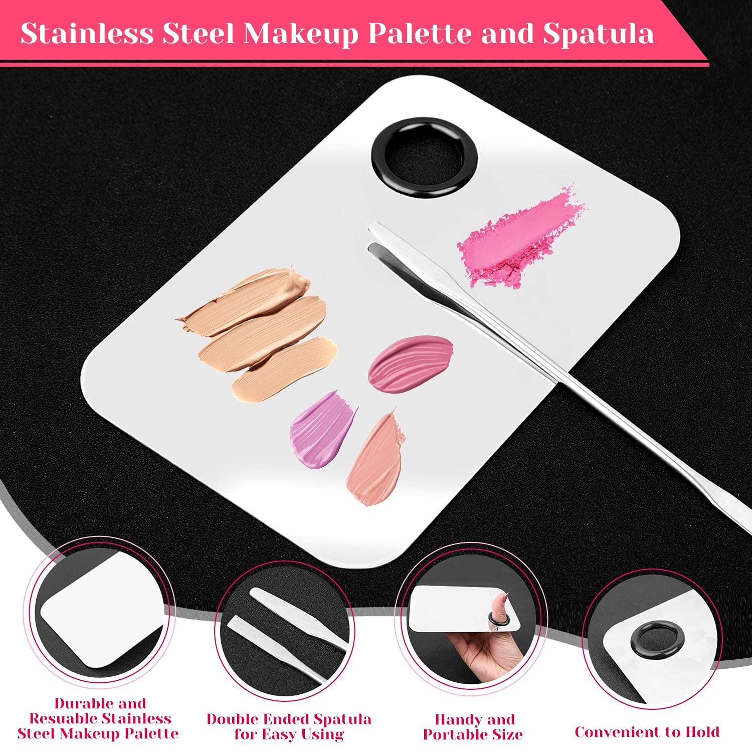 Makeup Mixing Tray with Disposable Accessories Kit - Mascara Wands, Lip Applicators, Hair Clips & Organizer Box