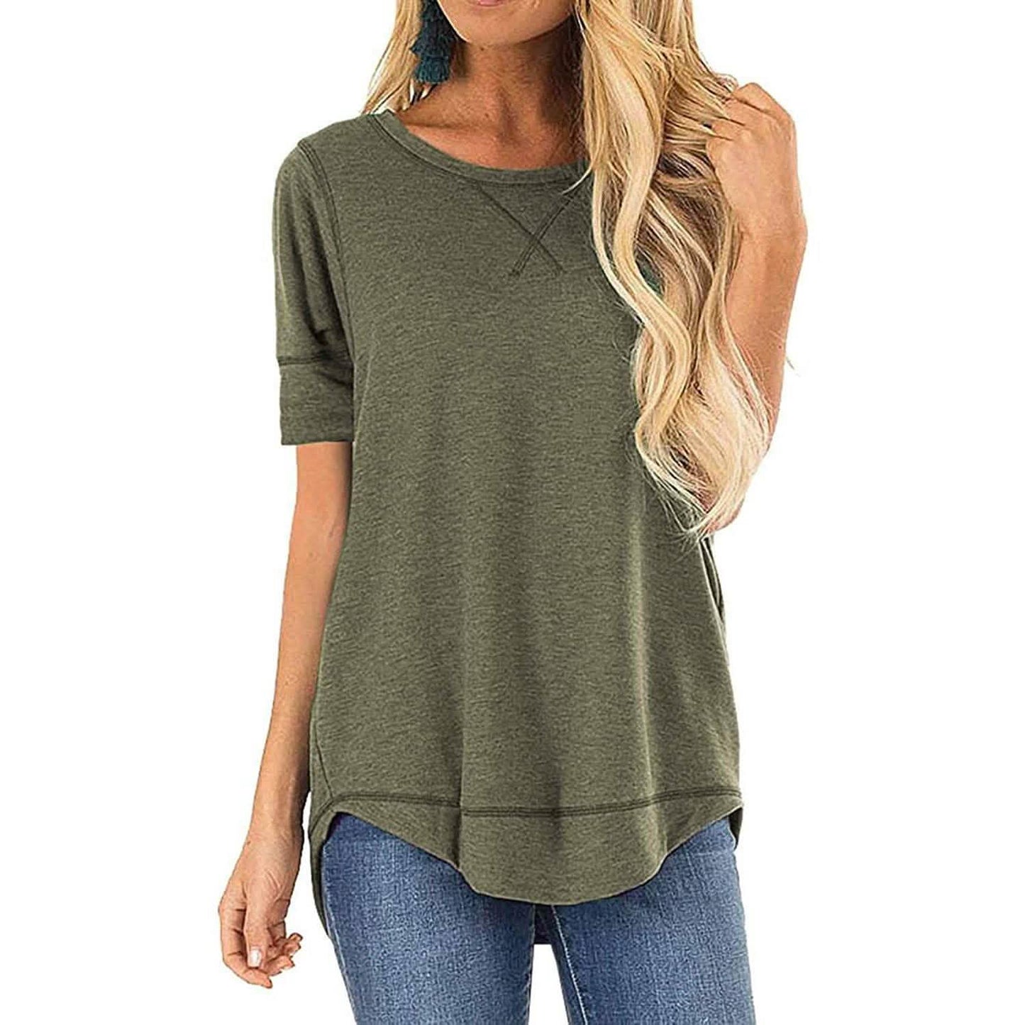 Fall Tops for Women Long Sleeve Side Split Casual Loose Tunic Top