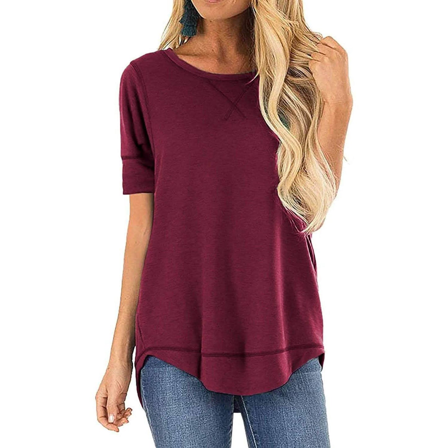 Fall Tops for Women Long Sleeve Side Split Casual Loose Tunic Top
