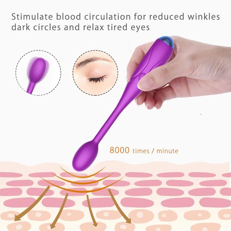 Handheld Massager Wand with Waterproof & Rechargeable & Personal Vibration Massager for Relieving Eyes Dark Circles,Puffiness,Fatigue -Purple