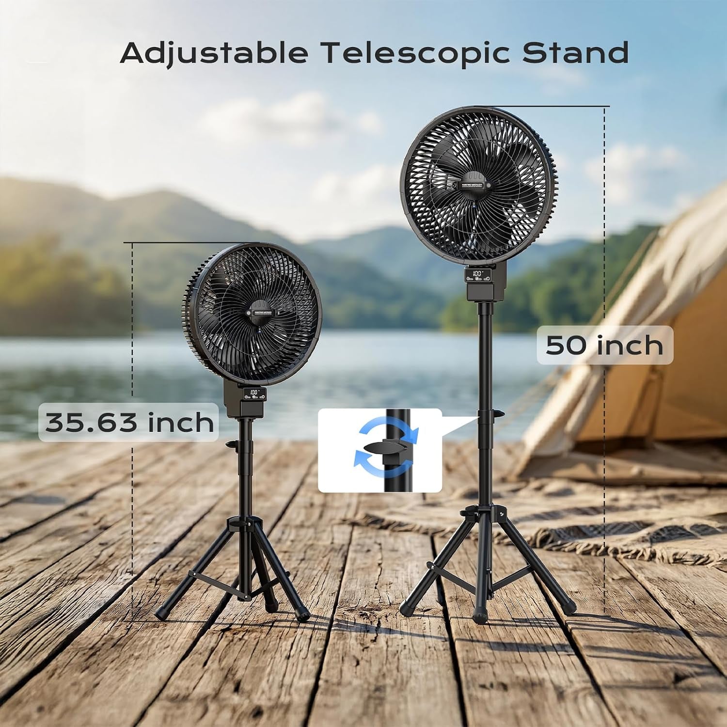 Outdoor Misting Fan for Patios, 40000Mah Portable Oscillating Pedestal Fans with Mister Kit, Water Cooling Mist Standing Floor Fans for outside Home, Bedroom, Backyard, Indoor & Outdoor