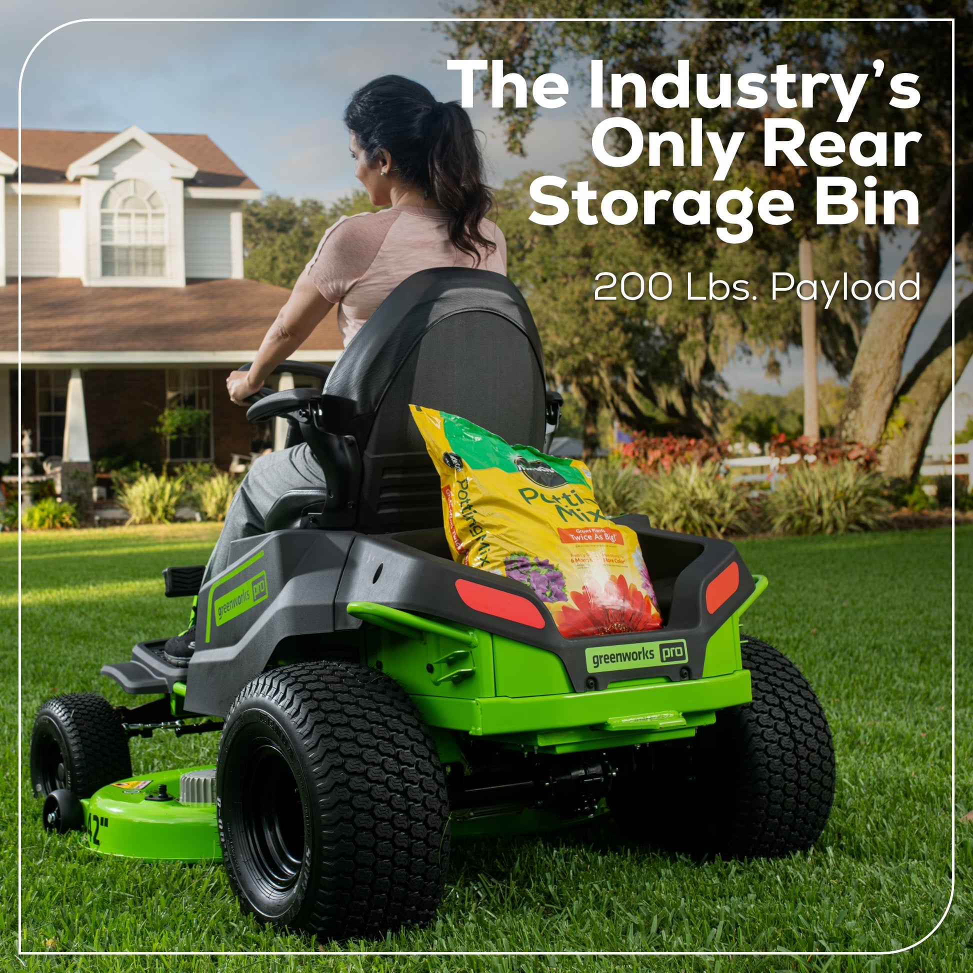60V 42" Cordless Battery Crossovert Riding Lawn Mower with Six (6) 8.0Ah Batteries & Three (3) Dual Port Turbo Chargers 7409002