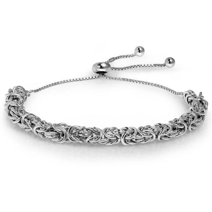 Fine Silver Plated Classic Byzantine Adjustable Bracelet By Paolo Fortelini