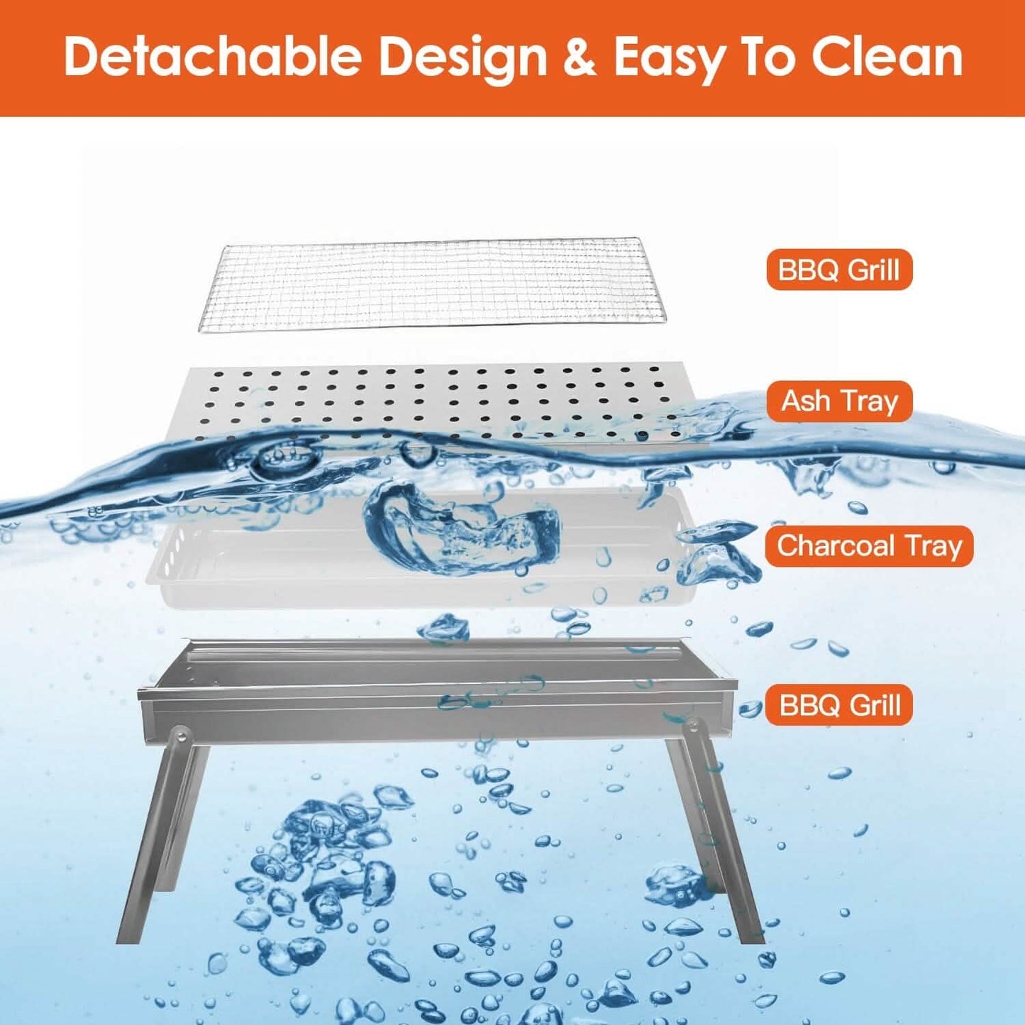 Foldable Charcoal BBQ Grill Stainless Steel Grill Net