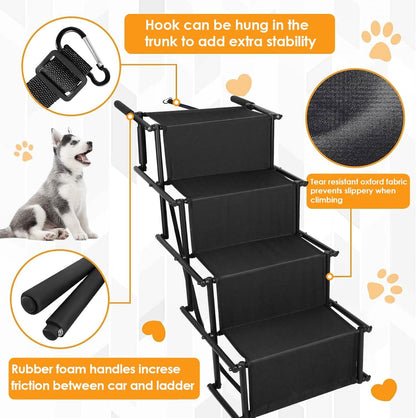 Foldable Dog Ramp 4 Step Collapsible Non Slip Stairs