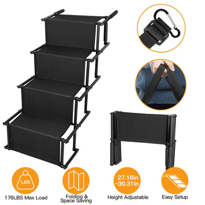 Foldable Dog Ramp 4 Step Collapsible Non Slip Stairs