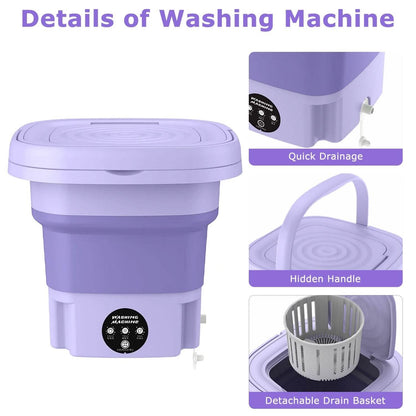 Foldable Laundry Machine with Detachable Drain Basket