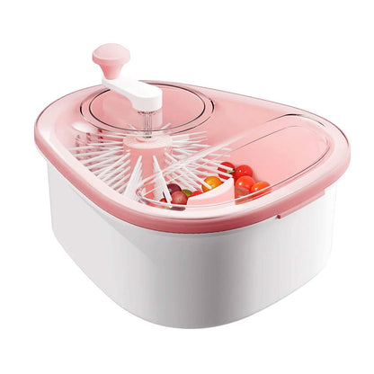 Fruit, Vegetable Manual Washing Spinner with Brush Hand Crank