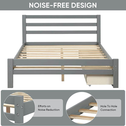 Full Platform Bed Frame with Two Storage Drawers
