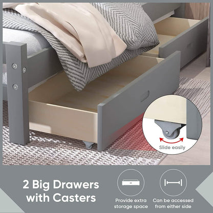Full Platform Bed Frame with Two Storage Drawers