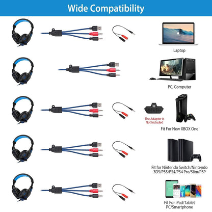 Gaming Headsets Stereo Bass Over Ear Headphones with LED Light Earmuff