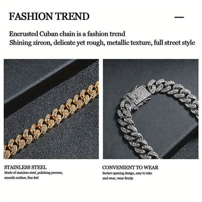 Geometric Bling Hip-Hop Cuban Chain Neckiace