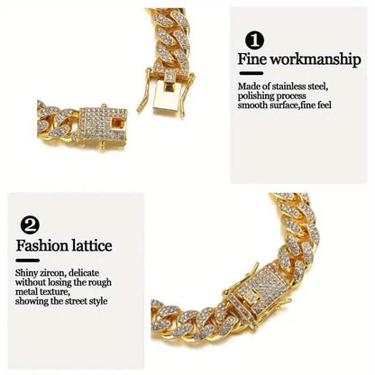 Geometric Bling Hip-Hop Cuban Chain Neckiace
