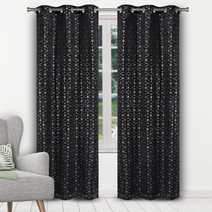 Geometric Pattern Blackout Thermal Window Curtain Pair Panel