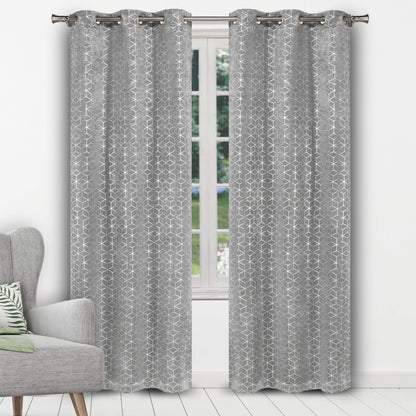 Geometric Pattern Blackout Thermal Window Curtain Pair Panel