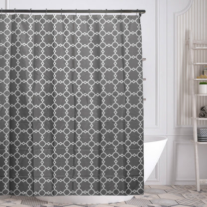 Geometric-Patterned Shower Curtain with Rings - Assorted Colors