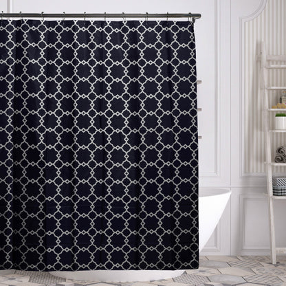 Geometric-Patterned Shower Curtain with Rings - Assorted Colors