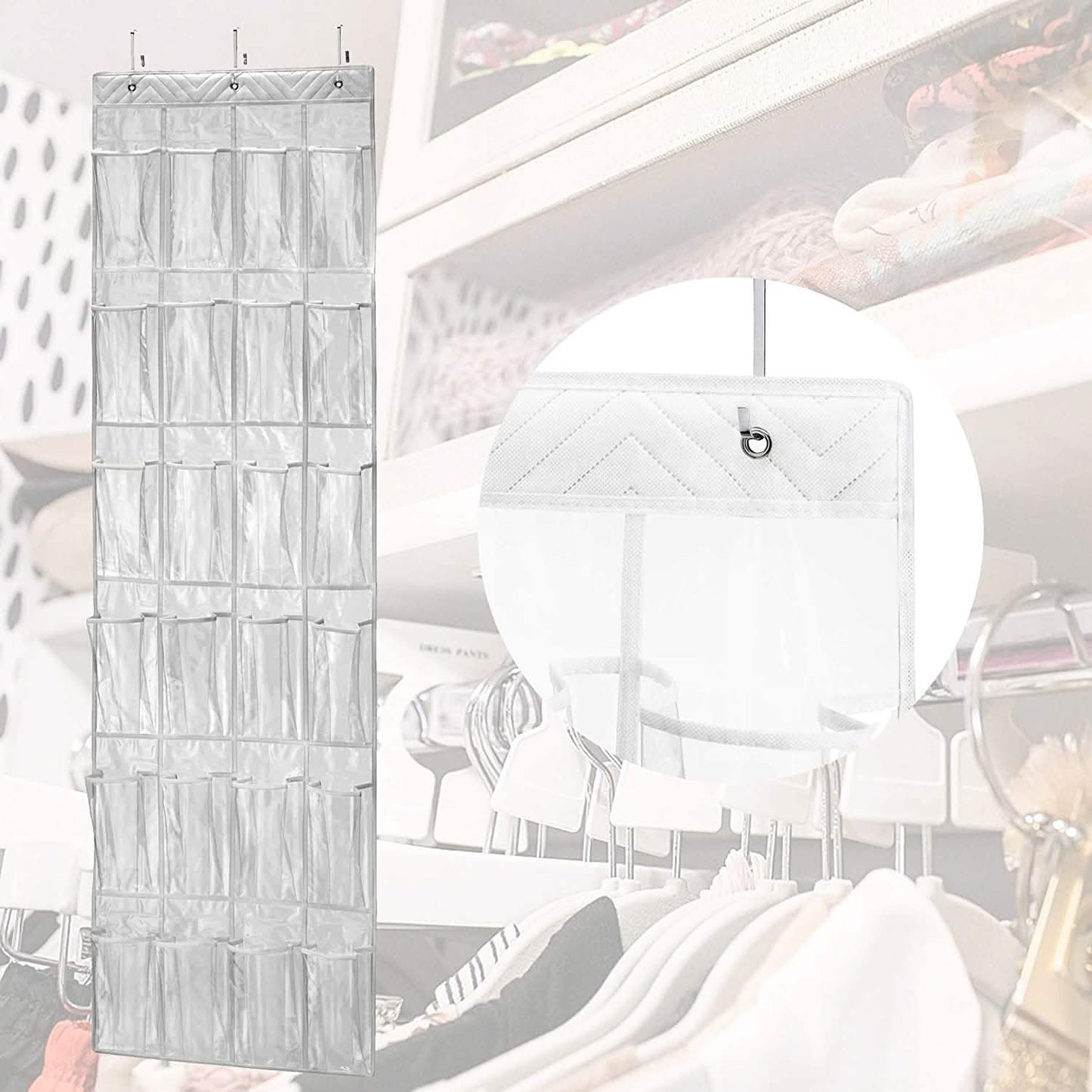 Halter Over the Door Hanging Shoe Organizer with 24 Pockets