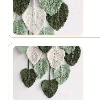 Handwoven Cotton Rope Leaf Tapestry