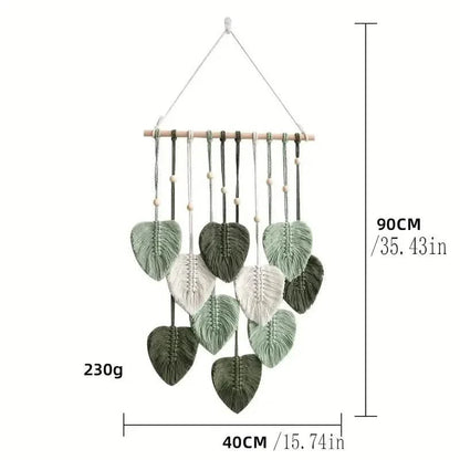 Handwoven Cotton Rope Leaf Tapestry