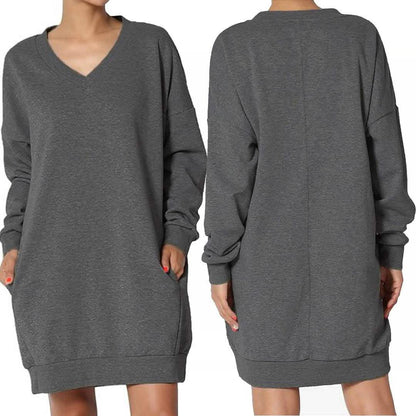 Haute Edition Women's Oversized Pullover Sweatshirt Dress