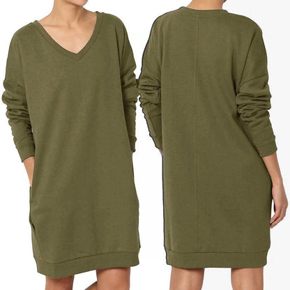Haute Edition Women's Oversized Pullover Sweatshirt Dress