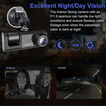 HD 1080P Car Dual Camera with IR Night Vision Loop Recording 2" IPS Screen