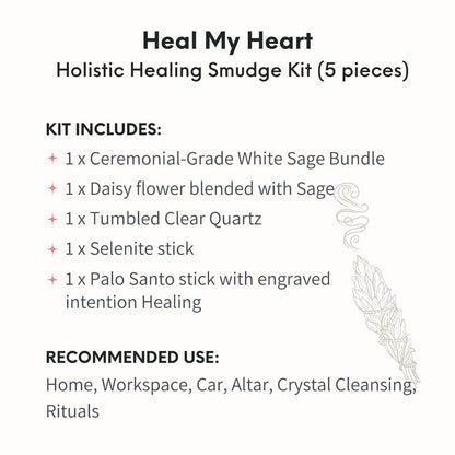 Heal My Heart - Holistic Healing Smudge Kit (5 pieces)