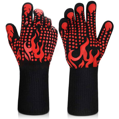 Heat Resistant Grilling Long Silicone Non-Slip Gloves