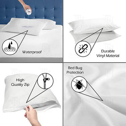 Heavyweight Zippered Waterproof Bed Bug Vinyl Pillow Covers