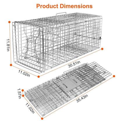 Humane Catch Release Live Animal Collapsible Galvanized Wire Trap Cage