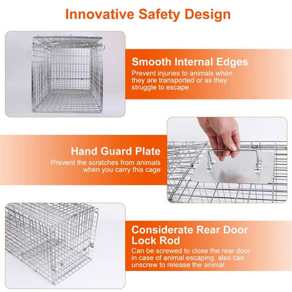 Humane Catch Release Live Animal Collapsible Galvanized Wire Trap Cage