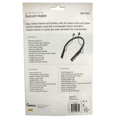 IMPECCA EBN-500BT Bluetooth Leather Neckband Stereo Earphone