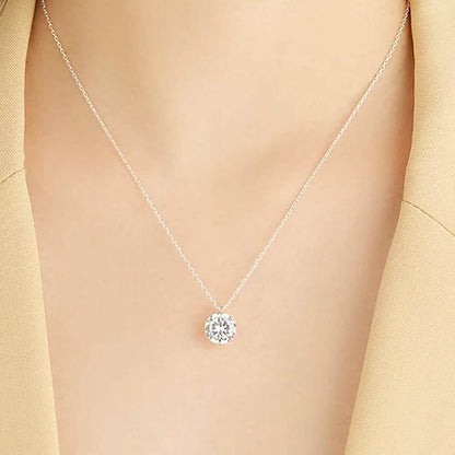 INALIS 925 Sterling Silver Pendant Dazzling 5A Clear Cubic Zirconia Romantic Necklaces
