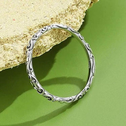 INALIS 925 Sterling Silver Ring for Women and Men Engraved Pattern Anniversary Rings