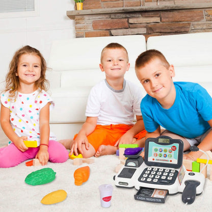 Kids Cash Register Pretend Play Cashier Toy with Scanner Calculator