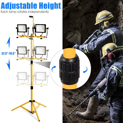 LED Dual-Head Work Light with Adjustable Tripod Stand