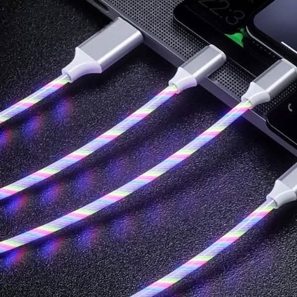 LED Light USB Charger Cable 3-in-1 Fast Charging