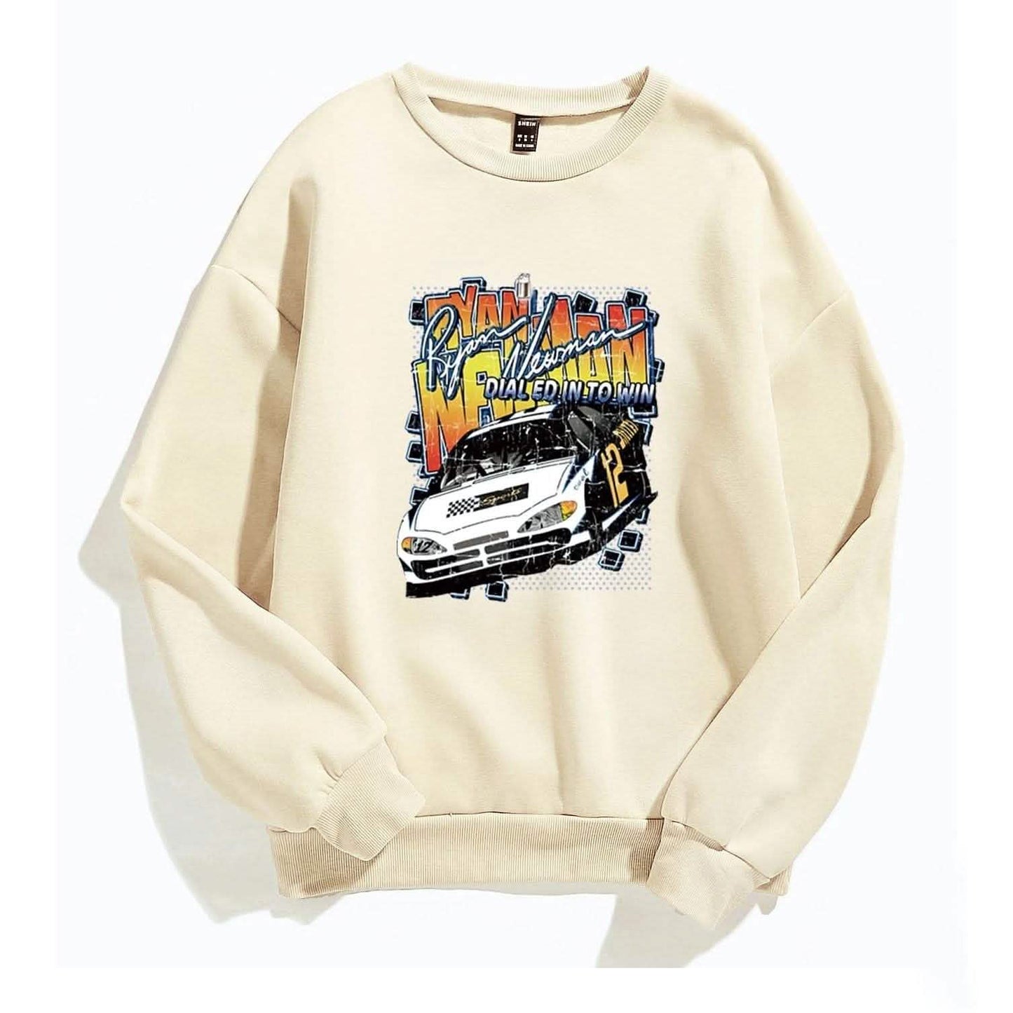 Letter and Car Print Oversized Sweatshirt