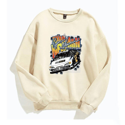 Letter and Car Print Oversized Sweatshirt