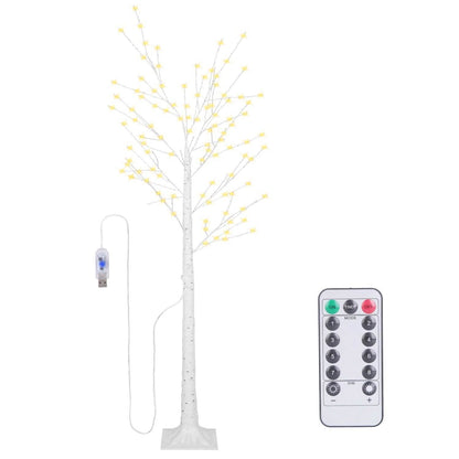 Lighted Birch Tree Artificial White Birch Tree Wig with 8 Warm White Lighting Modes