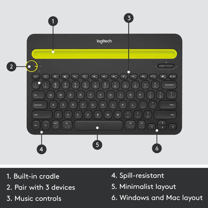 Logitech K480 Bluetooth Multi-Device Keyboard Black