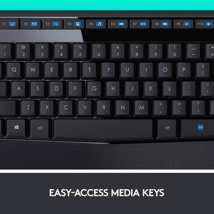 Logitech Wireless Combo Full-Sized Keyboard with Comfortable Right-Handed Mouse (Refurbished)