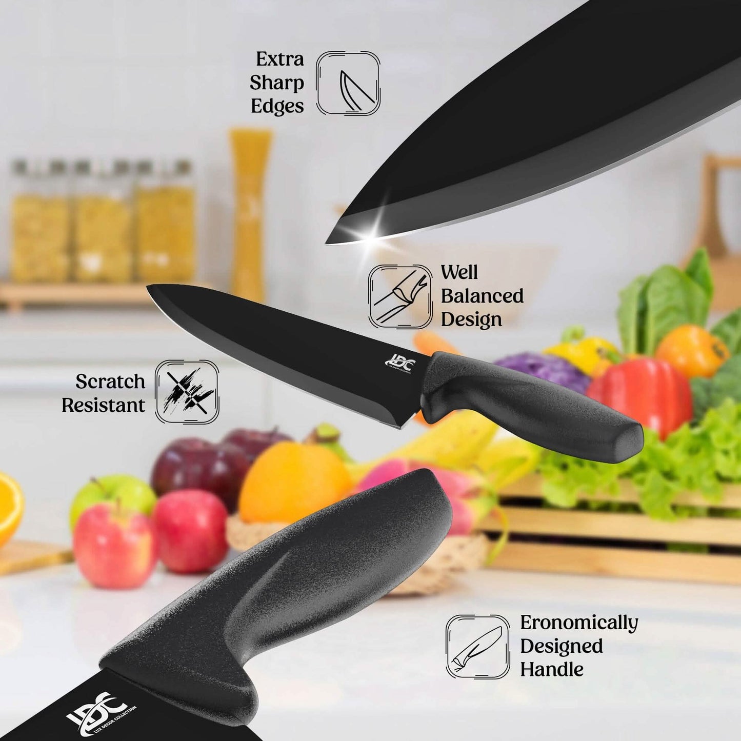 Lux Decor Collection Kitchen Knife Set Ultra Sharp Stainless Steel Knives Set