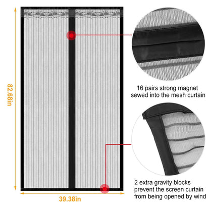 Magnetic Screen Door Hands-free Fly Mesh Door Curtain