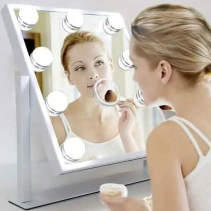 Makeup Mirror with 9 Bulbs, Adjustable Brightness and Smart Touch Control