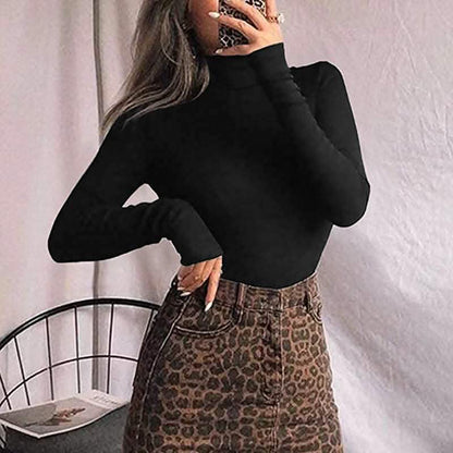 MANGOPOP Women's Mock Turtle Neck Long Sleeve Tops Bodysuit Jumpsuit